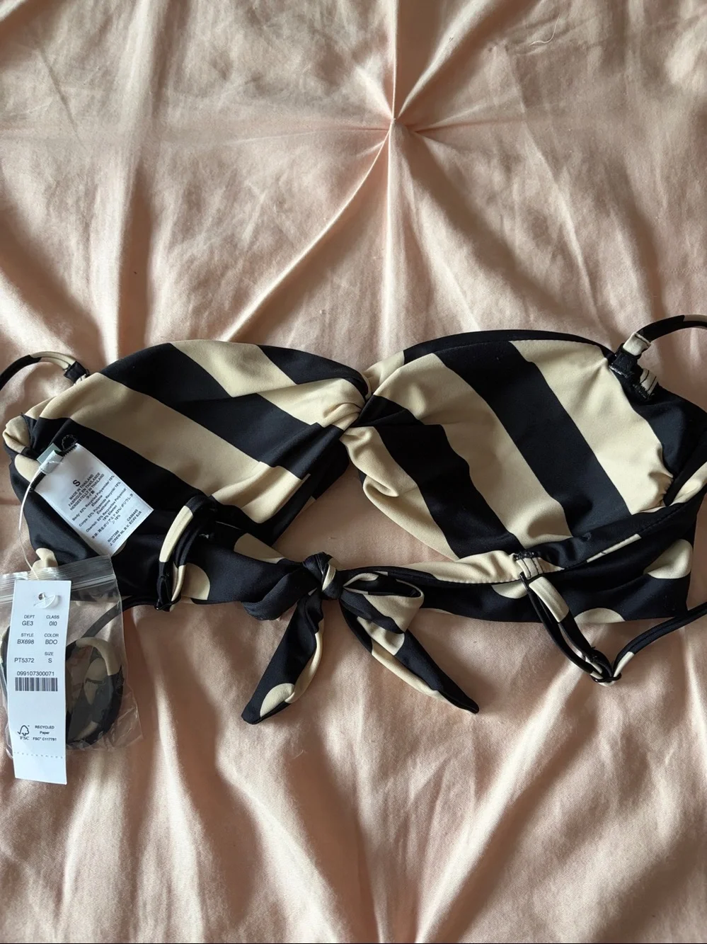 J Crew Shirred Bandeau in Reversible Polka Dot/Stripe size Small